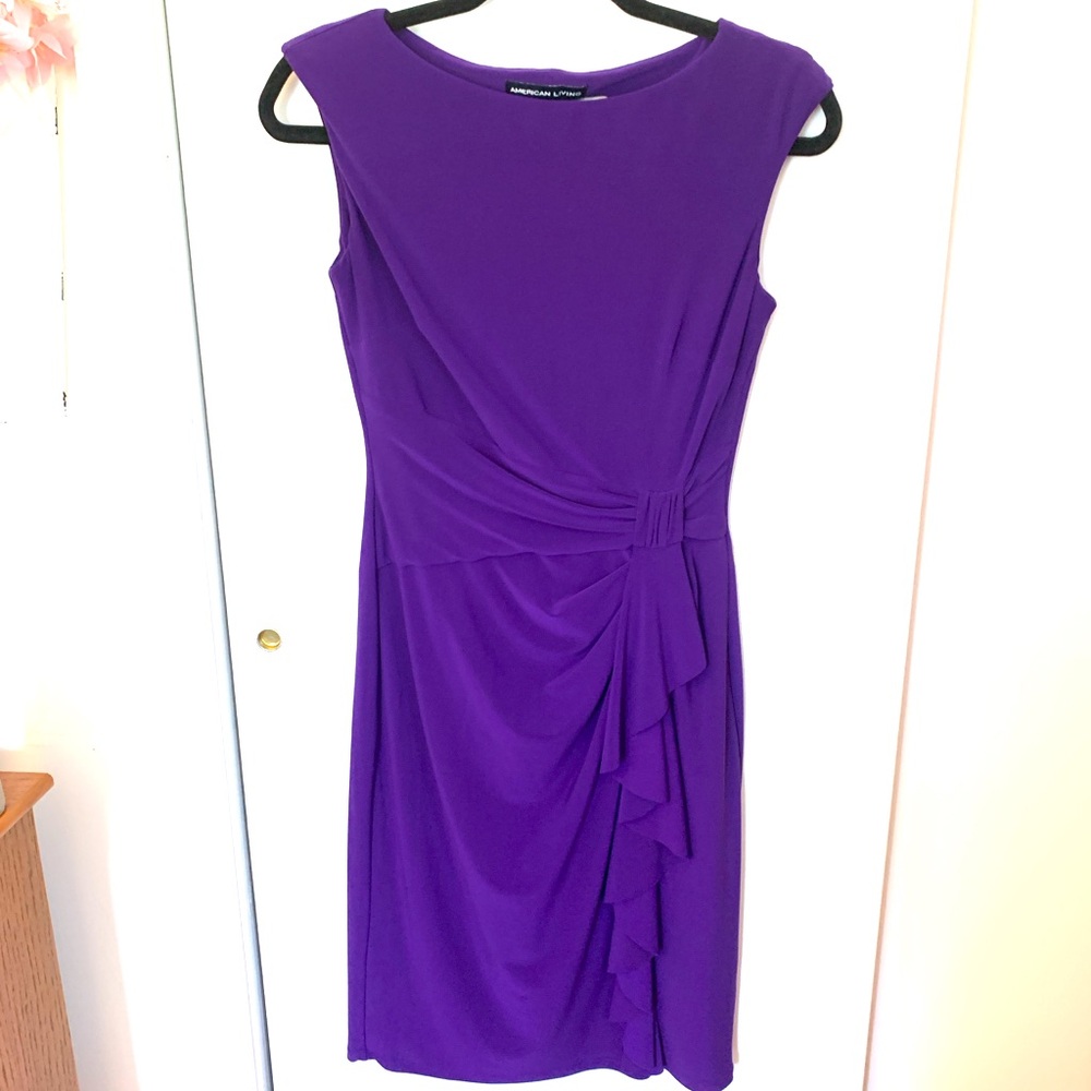 American living size 2, elegant, sleeveless, stunning purple dress gathered side
